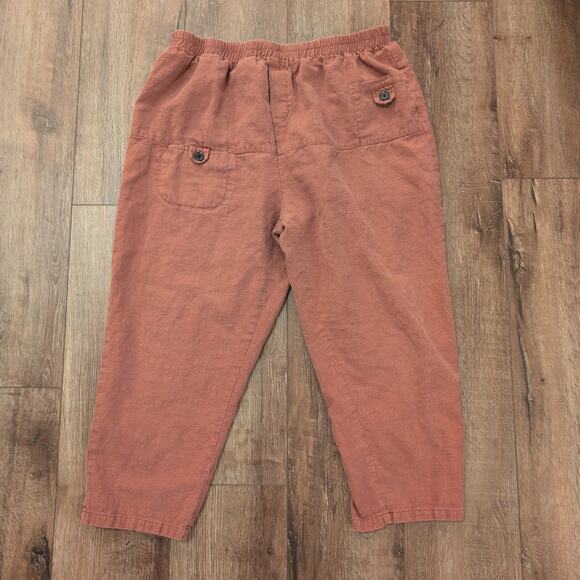 Minibee Women's XXL 100% Linen Pants Pink Salmon Summer Spring Boho Hippie - Picture 1 of 9